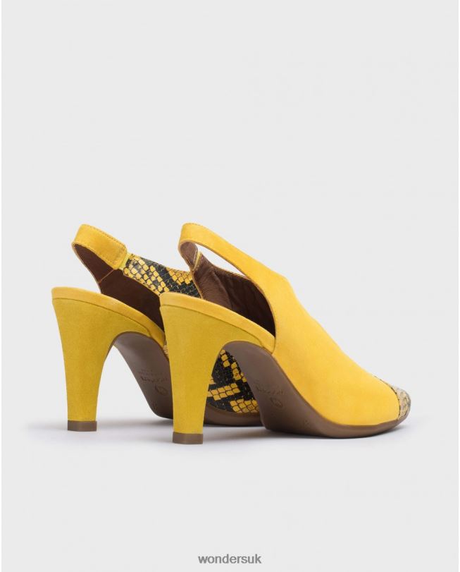 Footwear VZ2PD413 Women Wonders Lemon/Amar V-Cut Leather Court Shoe