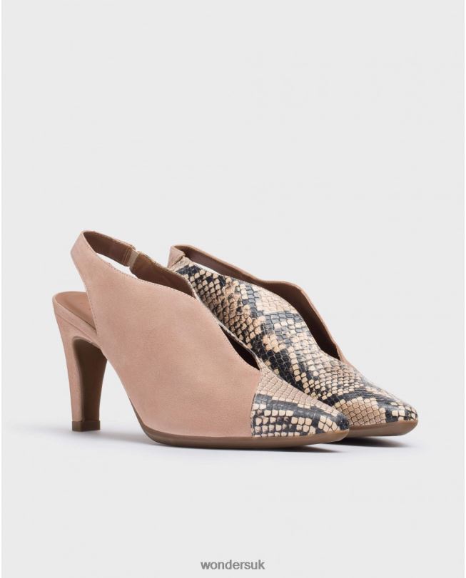 Footwear VZ2PD414 Women Wonders Palo/Nude V-Cut Leather Court Shoe