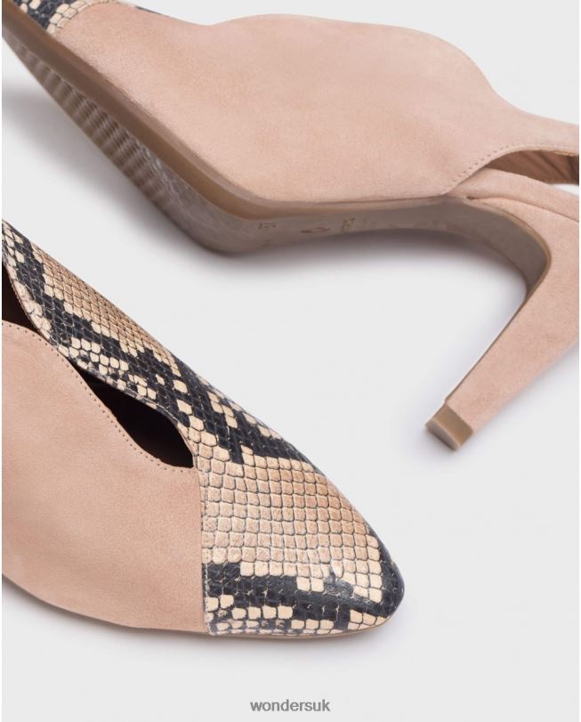 Footwear VZ2PD414 Women Wonders Palo/Nude V-Cut Leather Court Shoe