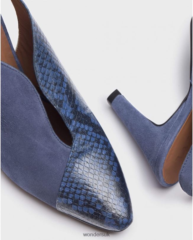 Footwear VZ2PD436 Women Wonders Bluet/Mari V-Cut Leather Court Shoe