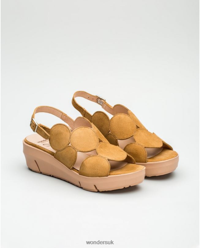 Footwear VZ2PD455 Women Wonders Sand Suede Leather Sandal With Circle Detail