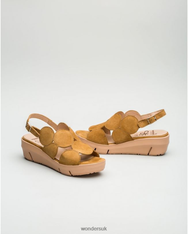 Footwear VZ2PD455 Women Wonders Sand Suede Leather Sandal With Circle Detail