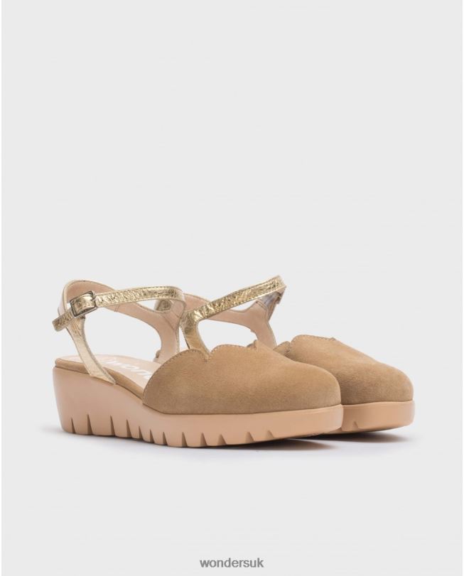 Footwear VZ2PD48 Women Wonders Sand/Gold Brown Caravaca Sandal