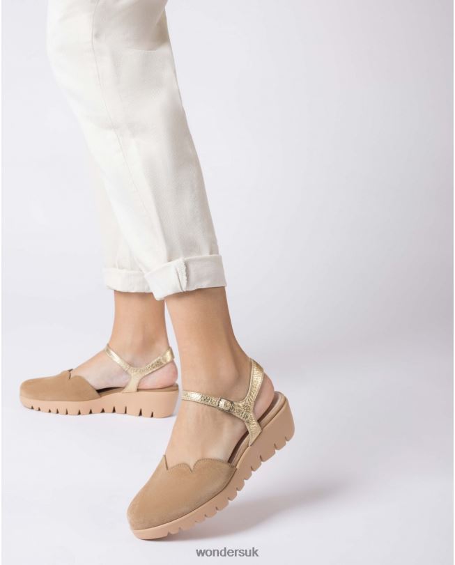 Footwear VZ2PD48 Women Wonders Sand/Gold Brown Caravaca Sandal