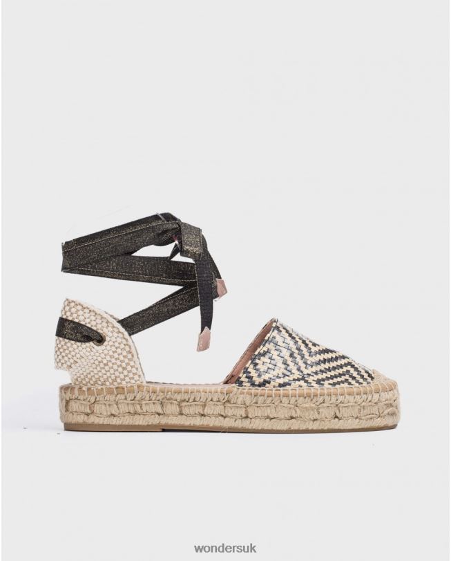 Footwear VZ2PD89 Women Wonders Negro Flat Jute Sandal