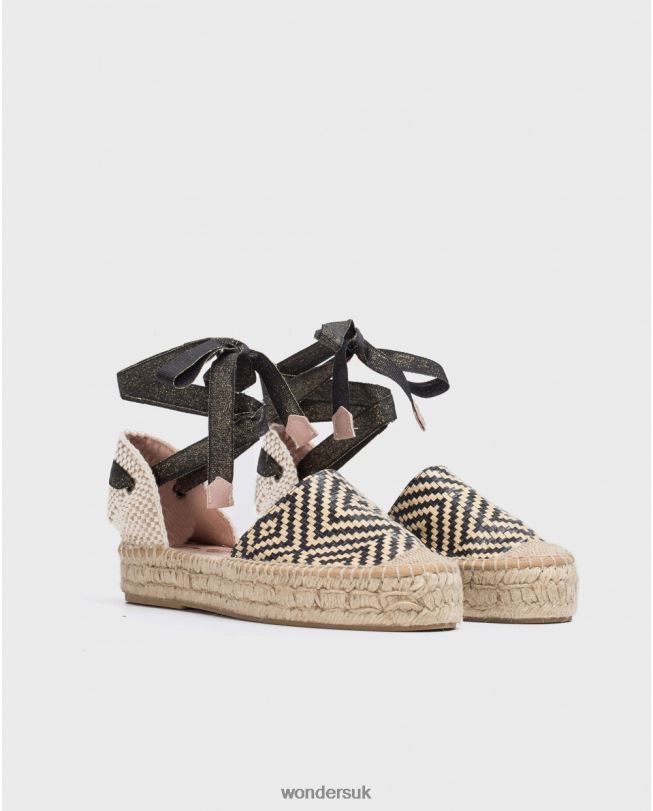 Footwear VZ2PD89 Women Wonders Negro Flat Jute Sandal