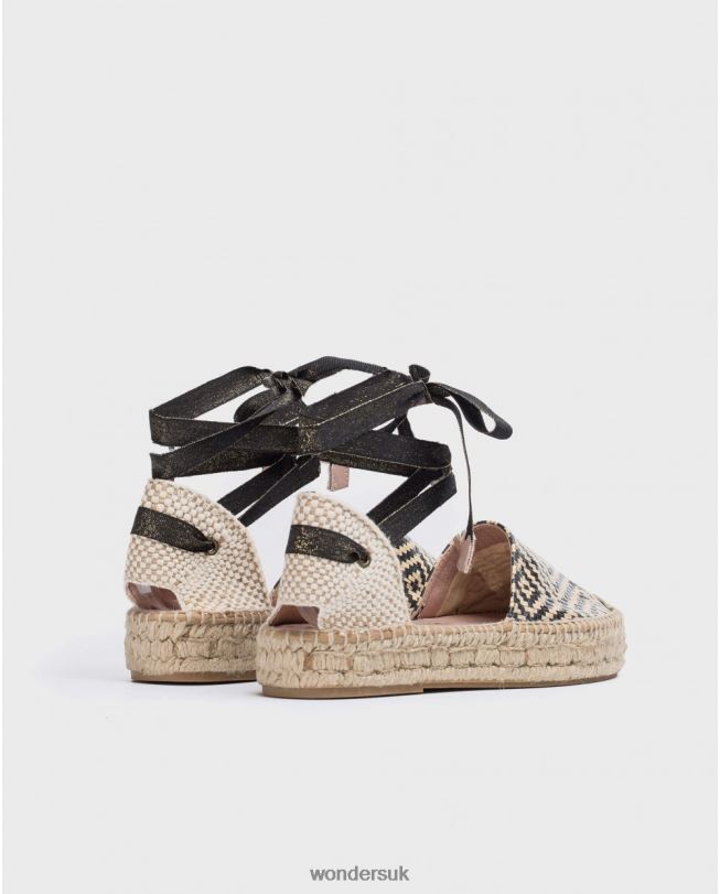 Footwear VZ2PD89 Women Wonders Negro Flat Jute Sandal