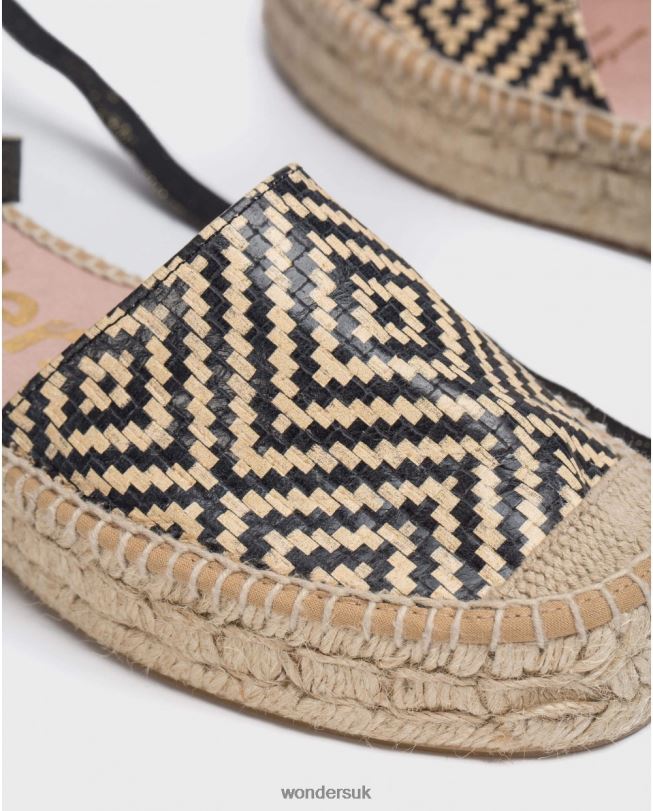 Footwear VZ2PD89 Women Wonders Negro Flat Jute Sandal