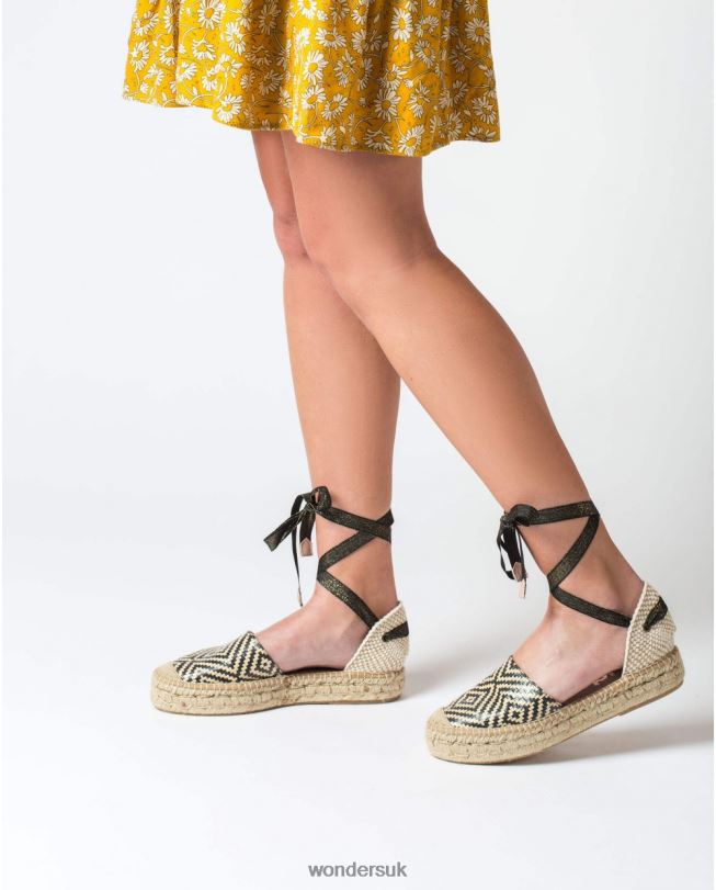 Footwear VZ2PD89 Women Wonders Negro Flat Jute Sandal