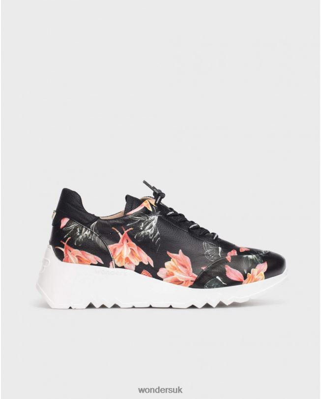 Footwear VZ2PD334 Women Wonders Negro Floral Glam Sneaker