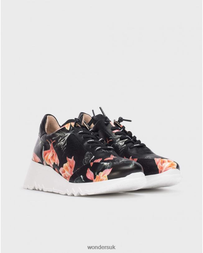 Footwear VZ2PD334 Women Wonders Negro Floral Glam Sneaker