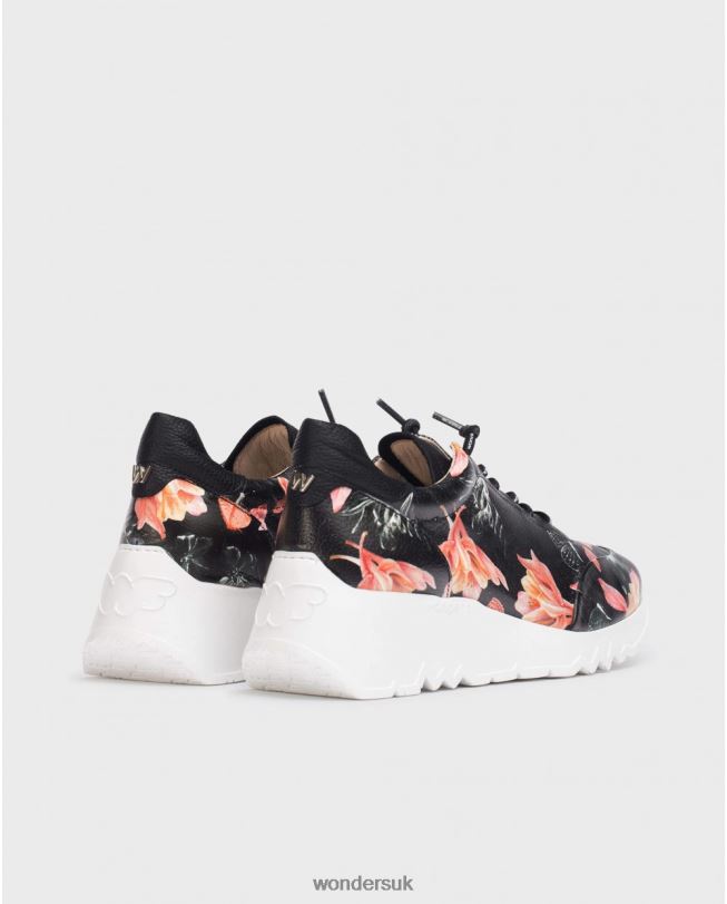 Footwear VZ2PD334 Women Wonders Negro Floral Glam Sneaker