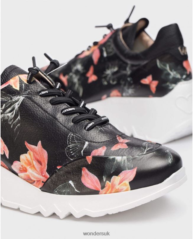 Footwear VZ2PD334 Women Wonders Negro Floral Glam Sneaker