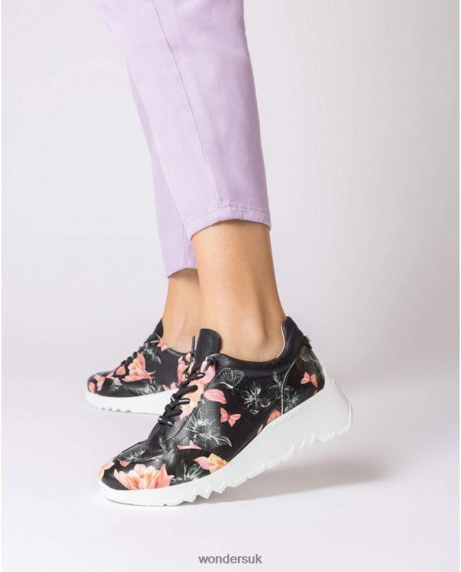 Footwear VZ2PD334 Women Wonders Negro Floral Glam Sneaker