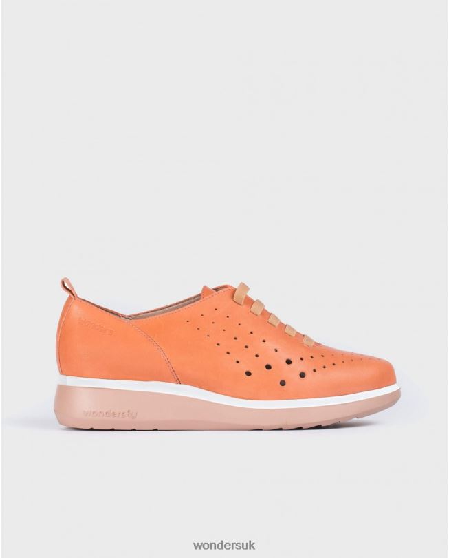 Footwear VZ2PD422 Women Wonders Salmon Leather Sneakers With Elastic Detail