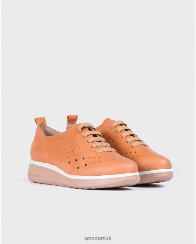 Footwear VZ2PD422 Women Wonders Salmon Leather Sneakers With Elastic Detail