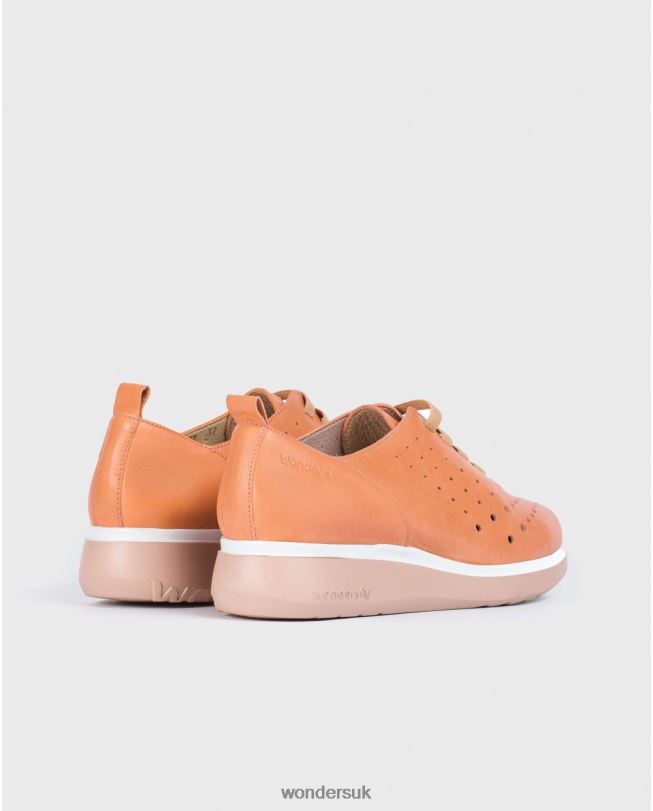 Footwear VZ2PD422 Women Wonders Salmon Leather Sneakers With Elastic Detail