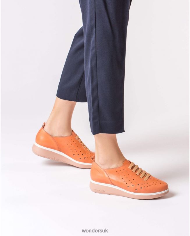 Footwear VZ2PD422 Women Wonders Salmon Leather Sneakers With Elastic Detail
