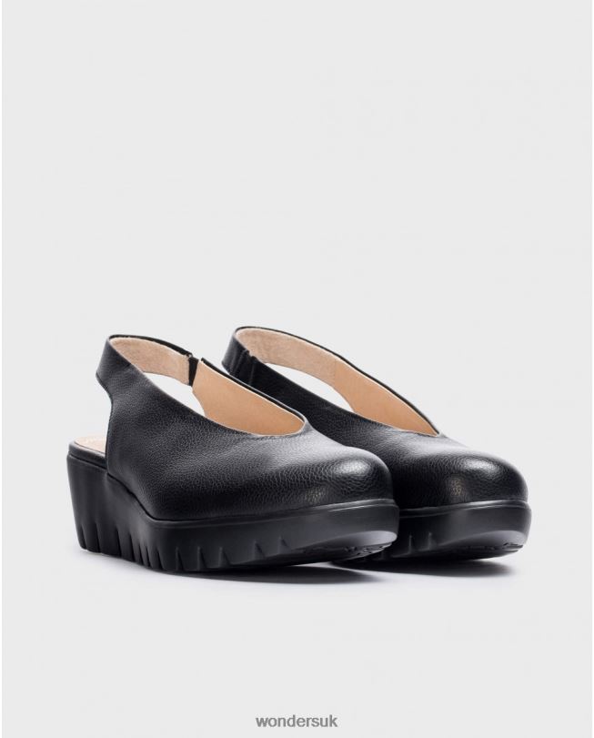 Footwear VZ2PD272 Women Wonders Negro Backless Leather Shoe