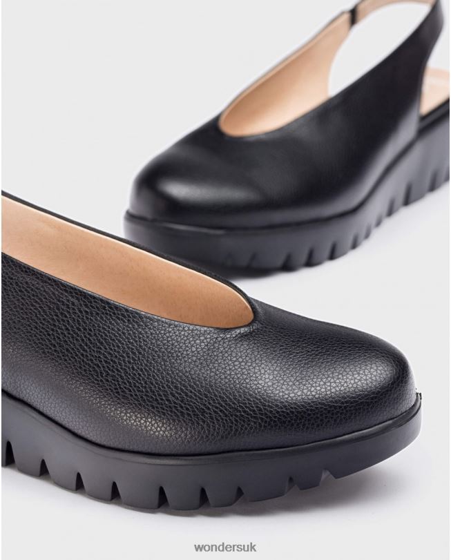 Footwear VZ2PD272 Women Wonders Negro Backless Leather Shoe