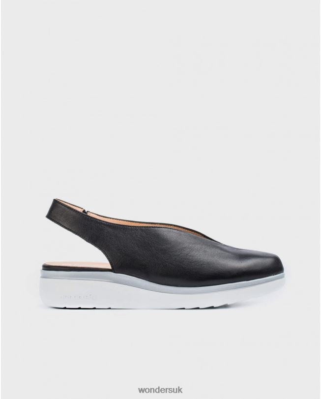 Footwear VZ2PD442 Women Wonders Negro Leather V Cut Shoe
