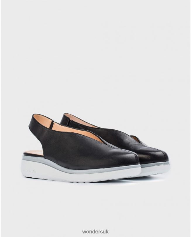 Footwear VZ2PD442 Women Wonders Negro Leather V Cut Shoe